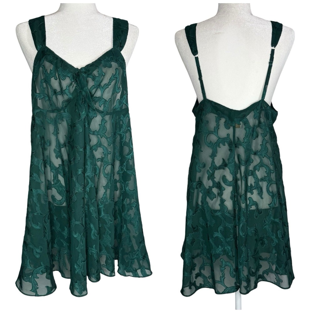 Vintage 80s/90s Victoria Secret L Gold Label Satin Chemise Babydoll Slip Dress